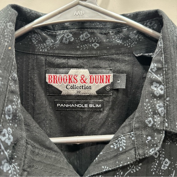 Brooks & Dunn Panhandle Slim Shirt Womens Large Black Pearl Snap Long Sleeve - Picture 4 of 16